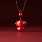 Fortune Jewel Year Of The Horse Chinese Zodiac Engraved Design Cinnabar Blessing Rope Necklace Pendants - Fortune Jewel