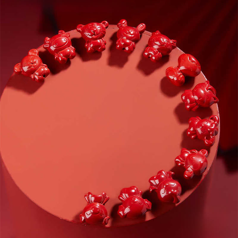 Fortune Jewel Year Of The Horse Chinese Zodiac Engraved Design Cinnabar Blessing Rope Necklace Pendants - Fortune Jewel