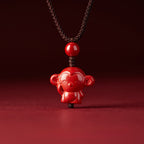 Fortune Jewel Year Of The Horse Chinese Zodiac Engraved Design Cinnabar Blessing Rope Necklace Pendants - Fortune Jewel