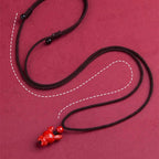 Fortune Jewel Year Of The Horse Chinese Zodiac Engraved Design Cinnabar Blessing Rope Necklace Pendants - Fortune Jewel