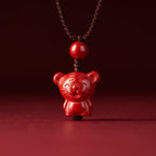 Fortune Jewel Year Of The Horse Chinese Zodiac Engraved Design Cinnabar Blessing Rope Necklace Pendants - Fortune Jewel