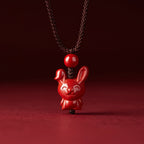 Fortune Jewel Year Of The Horse Chinese Zodiac Engraved Design Cinnabar Blessing Rope Necklace Pendants - Fortune Jewel