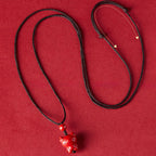 Fortune Jewel Year Of The Horse Chinese Zodiac Engraved Design Cinnabar Blessing Rope Necklace Pendants - Fortune Jewel