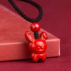 Fortune Jewel Year Of The Horse Chinese Zodiac Engraved Design Cinnabar Blessing Rope Necklace Pendants - Fortune Jewel