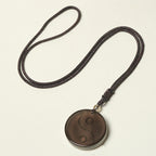 Fortune Jewel Black Obsidian Taoism Five Sacred Mountains Nine-Character Mantra Carved Purification Yin Yang Necklace Pendant