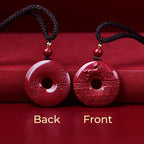 Fortune Jewel Year Of The Horse Carved Fu Character Peace Buckle Design Cinnabar Blessing Auspicious Necklace Pendant - Fortune Jewel