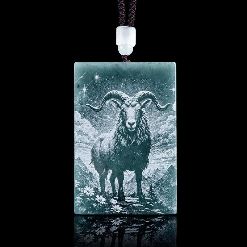 Fortune Jewel Year Of The Horse Chinese Zodiac Engraving Jade Abundance Necklace Pendants - Fortune Jewel
