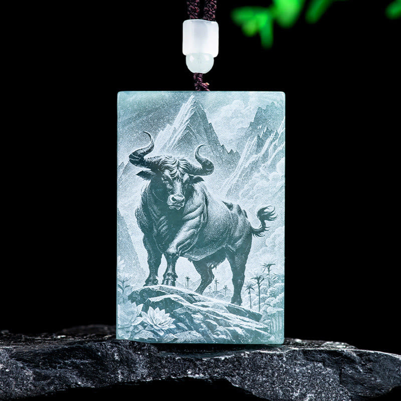 Fortune Jewel Year Of The Horse Chinese Zodiac Engraving Jade Abundance Necklace Pendants - Fortune Jewel