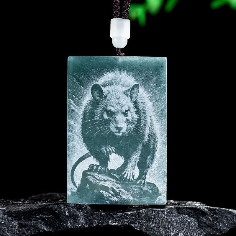 Fortune Jewel Year Of The Horse Chinese Zodiac Engraving Jade Abundance Necklace Pendants - Fortune Jewel