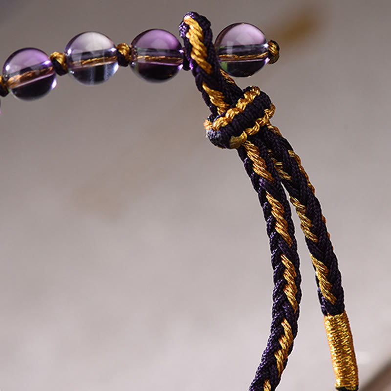 Fortune Jewel Five-Emperor Coins Copper Amethyst Cinnabar Black Red String Balance Attract Fortune Bracelet - Fortune Jewel