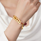 Fortune Jewel Five-Emperor Coins Copper Amethyst Cinnabar Black Red String Balance Attract Fortune Bracelet - Fortune Jewel