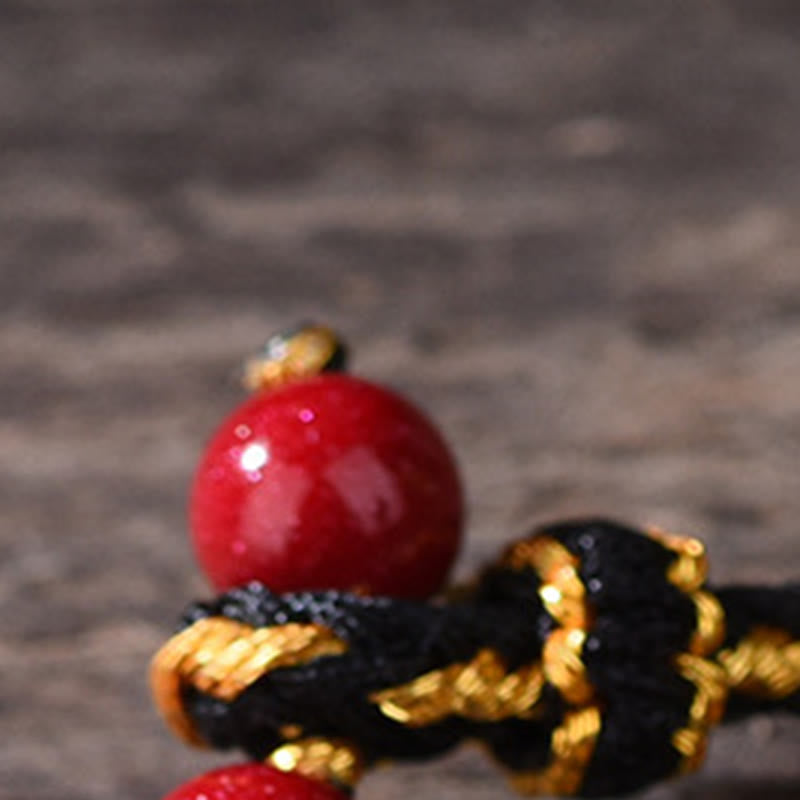Fortune Jewel Five-Emperor Coins Copper Amethyst Cinnabar Black Red String Balance Attract Fortune Bracelet - Fortune Jewel