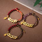 Fortune Jewel Five-Emperor Coins Copper Amethyst Cinnabar Black Red String Balance Attract Fortune Bracelet - Fortune Jewel