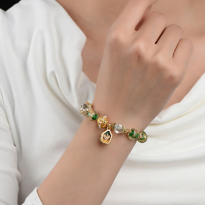 Buddha Stones Liuli Glass 925 Sterling Silver Copper Keep Away Evil Spirits Bracelet - Fortune Jewel