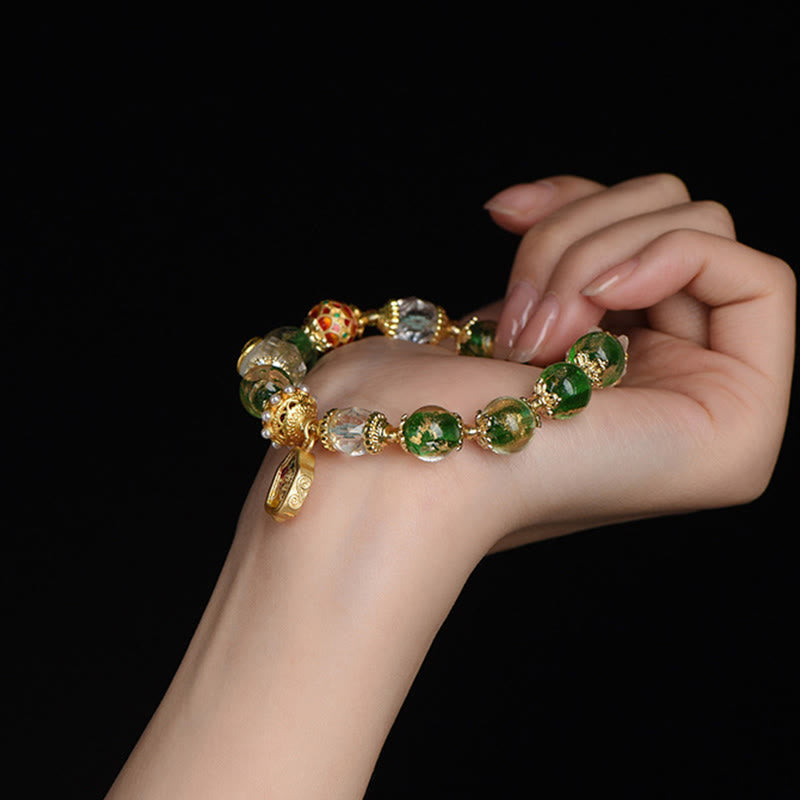 Buddha Stones Liuli Glass 925 Sterling Silver Copper Keep Away Evil Spirits Bracelet - Fortune Jewel