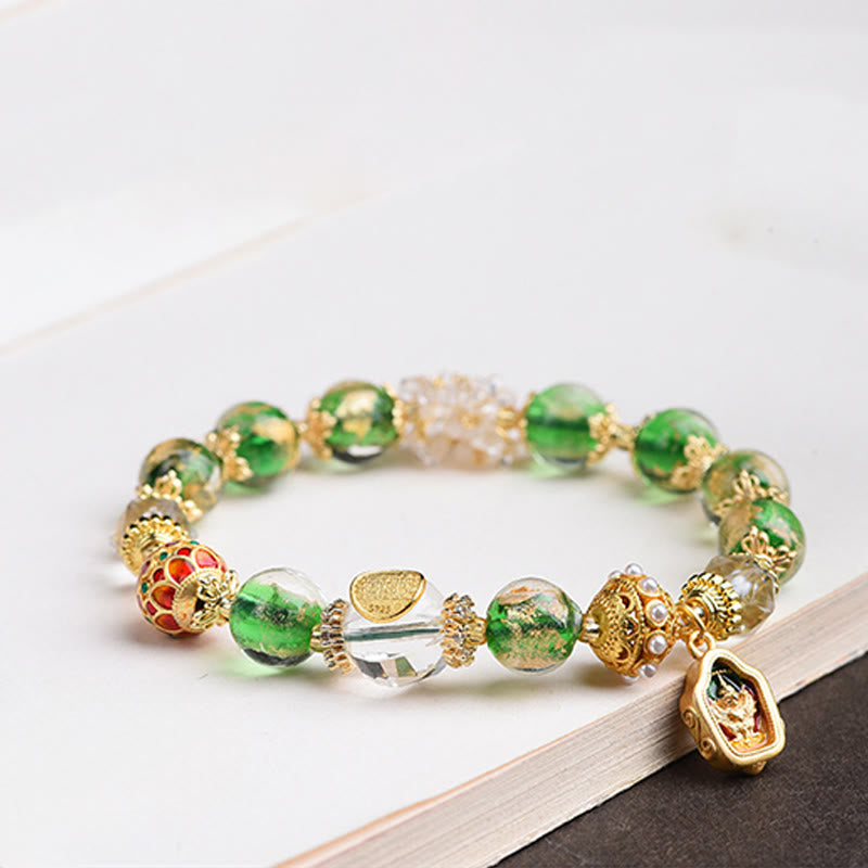 Buddha Stones Liuli Glass 925 Sterling Silver Copper Keep Away Evil Spirits Bracelet - Fortune Jewel