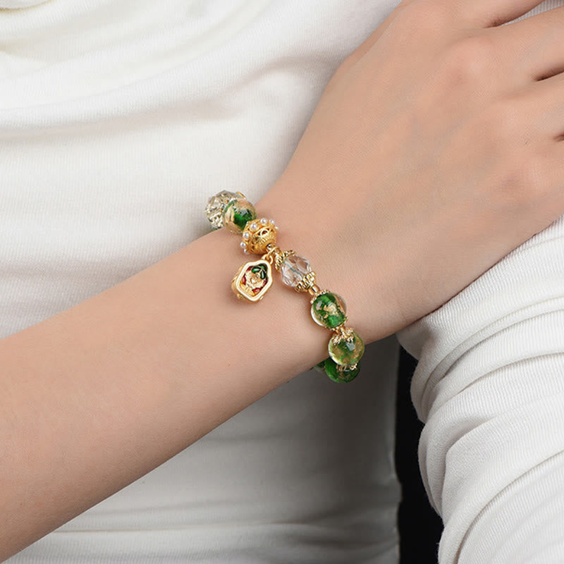 Buddha Stones Liuli Glass 925 Sterling Silver Copper Keep Away Evil Spirits Bracelet - Fortune Jewel