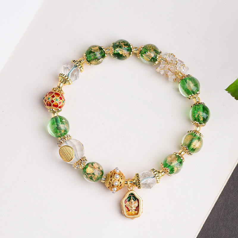 Buddha Stones Liuli Glass 925 Sterling Silver Copper Keep Away Evil Spirits Bracelet - Fortune Jewel