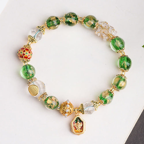 Buddha Stones Liuli Glass 925 Sterling Silver Copper Keep Away Evil Spirits Bracelet - Fortune Jewel