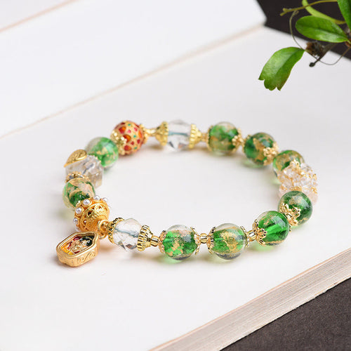 Buddha Stones Liuli Glass 925 Sterling Silver Copper Keep Away Evil Spirits Bracelet - Fortune Jewel