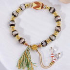 Fortune Jewel Liuli Glass Dzi Beads Blessings Bracelet - Fortune Jewel