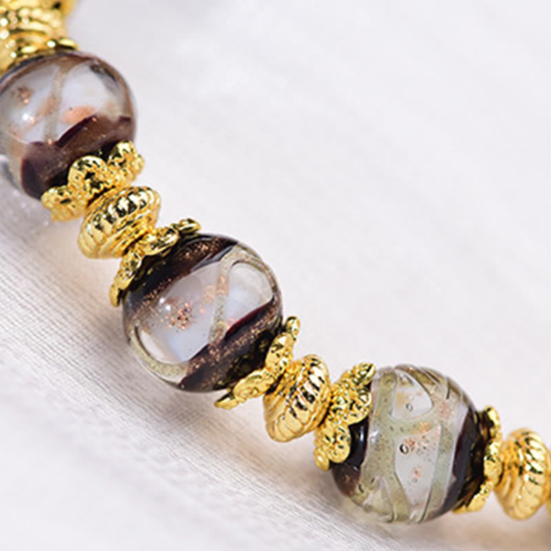 Fortune Jewel Liuli Glass Dzi Beads Blessings Bracelet - Fortune Jewel