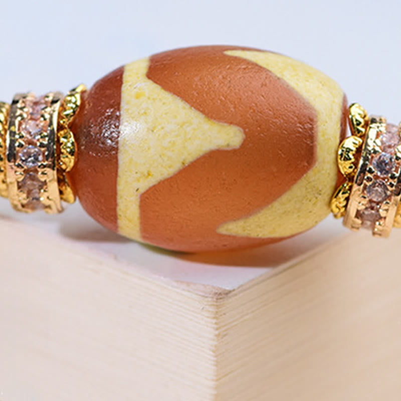 Fortune Jewel Liuli Glass Dzi Beads Blessings Bracelet - Fortune Jewel