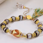 Fortune Jewel Liuli Glass Dzi Beads Blessings Bracelet - Fortune Jewel