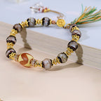 Fortune Jewel Liuli Glass Dzi Beads Blessings Bracelet - Fortune Jewel