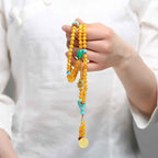 Fortune Jewel 108 Beads Peace Buckle Lucky Cat Amber Auspicious Fortune Mala