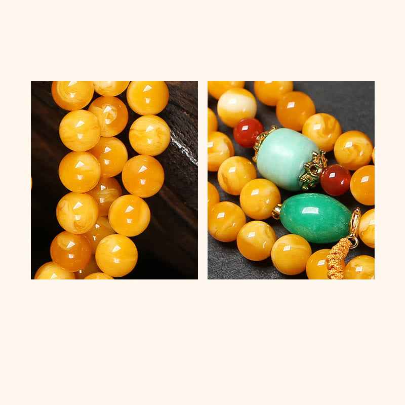 Fortune Jewel 108 Beads Peace Buckle Lucky Cat Amber Auspicious Fortune Mala