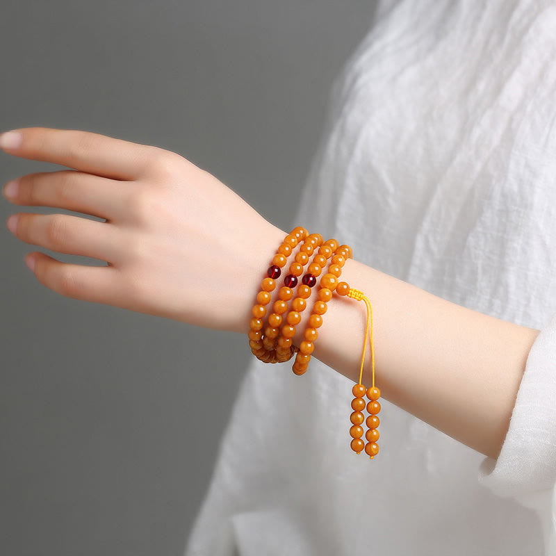 Fortune Jewel Tibetan Amber Round Bead Mala - Fortune Jewel