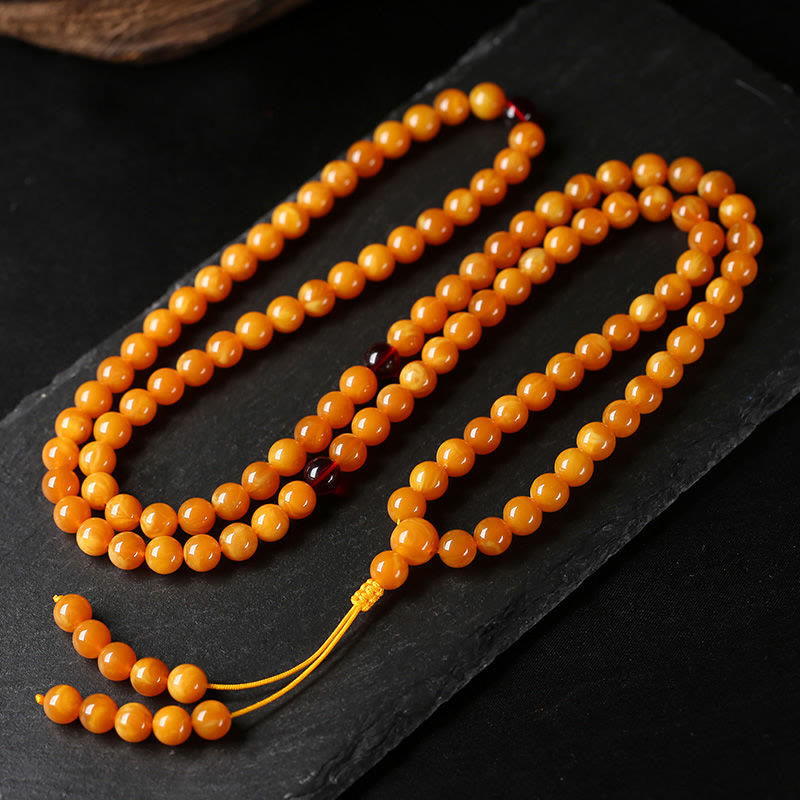 Fortune Jewel Tibetan Amber Round Bead Mala - Fortune Jewel