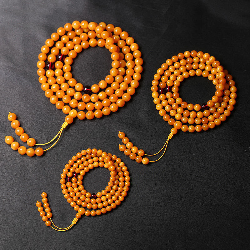 Fortune Jewel Tibetan Amber Round Bead Mala - Fortune Jewel