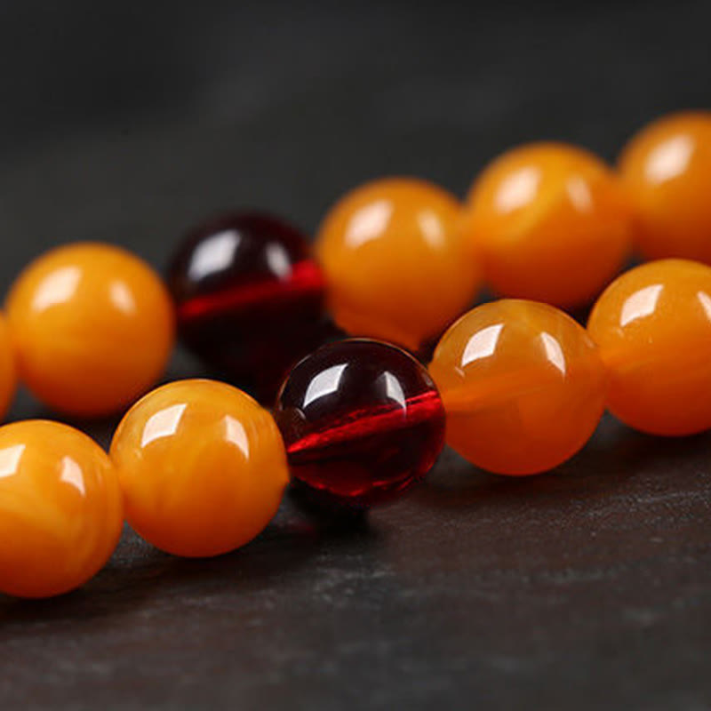 Fortune Jewel Tibetan Amber Round Bead Mala - Fortune Jewel