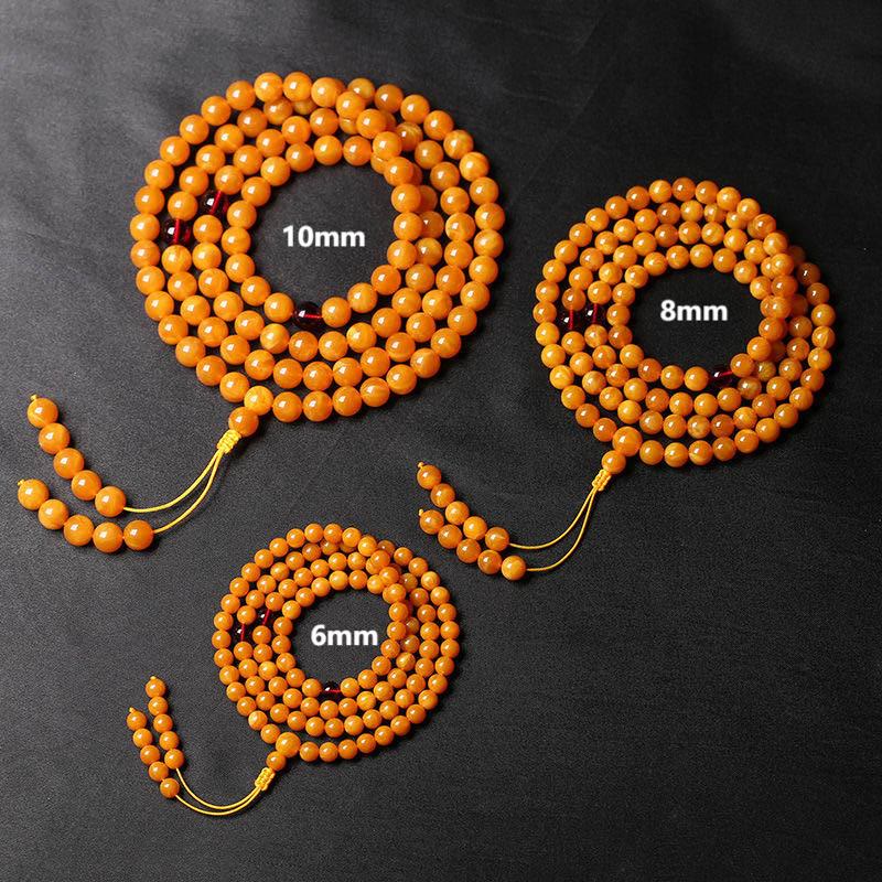 Fortune Jewel Tibetan Amber Round Bead Mala - Fortune Jewel