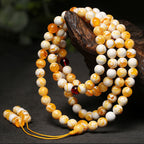 Fortune Jewel Tibetan White Yellow 108 Beads Amber Mala - Fortune Jewel