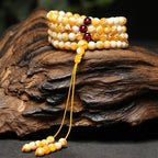 Fortune Jewel Tibetan White Yellow 108 Beads Amber Mala - Fortune Jewel