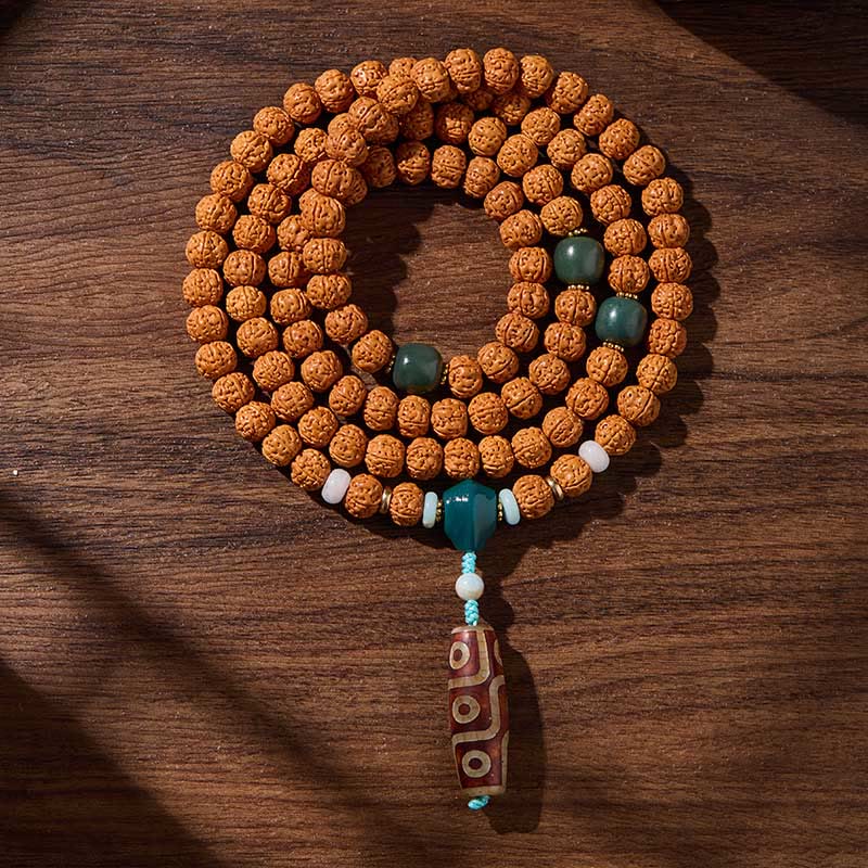 Fortune Jewel Tibetan 108 Beads Bodhi Seed Three-eyed Dzi Bead Auspiciousness Mala - Fortune Jewel