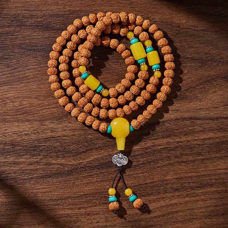Fortune Jewel Tibetan 108 Beads Bodhi Seed Three-eyed Dzi Bead Auspiciousness Mala - Fortune Jewel