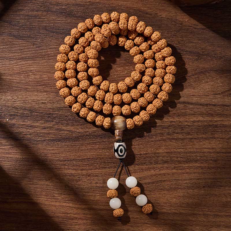 Fortune Jewel Tibetan 108 Beads Bodhi Seed Three-eyed Dzi Bead Auspiciousness Mala - Fortune Jewel