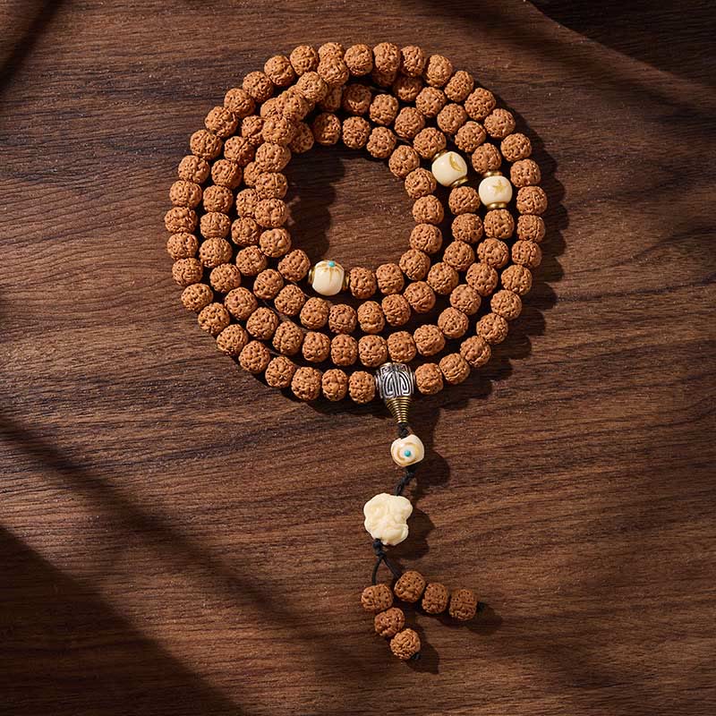 Fortune Jewel Tibetan 108 Beads Bodhi Seed Three-eyed Dzi Bead Auspiciousness Mala - Fortune Jewel
