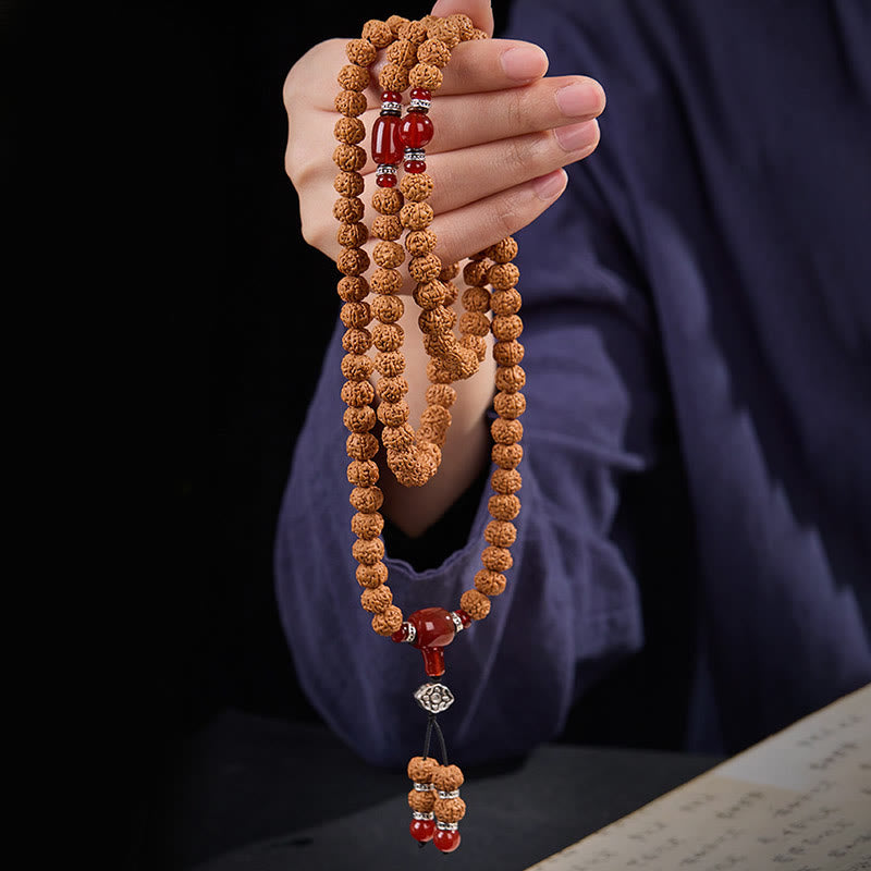 Fortune Jewel Tibetan 108 Beads Bodhi Seed Three-eyed Dzi Bead Auspiciousness Mala - Fortune Jewel