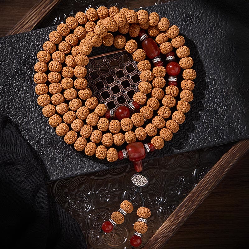 Fortune Jewel Tibetan 108 Beads Bodhi Seed Three-eyed Dzi Bead Auspiciousness Mala - Fortune Jewel