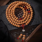Fortune Jewel Tibetan 108 Beads Bodhi Seed Three-eyed Dzi Bead Auspiciousness Mala - Fortune Jewel