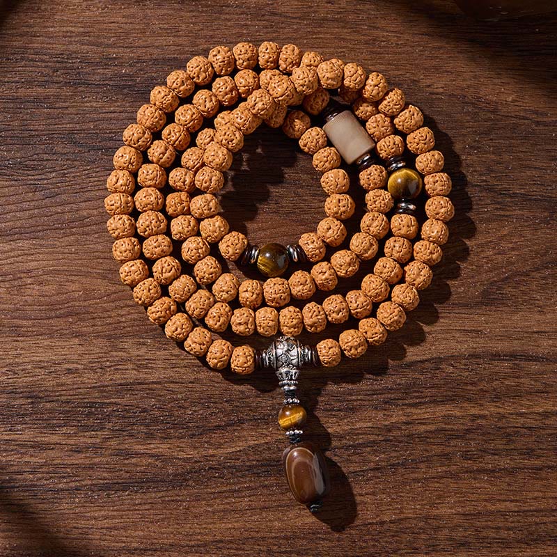 Fortune Jewel Tibetan 108 Beads Bodhi Seed Three-eyed Dzi Bead Auspiciousness Mala - Fortune Jewel