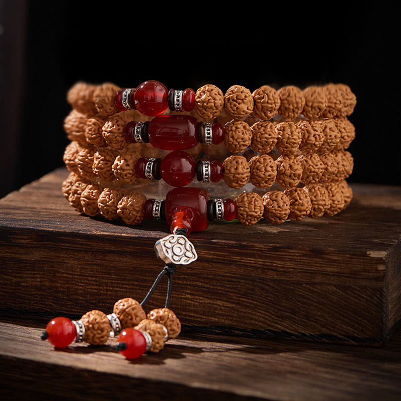 Fortune Jewel Tibetan 108 Beads Bodhi Seed Three-eyed Dzi Bead Auspiciousness Mala - Fortune Jewel
