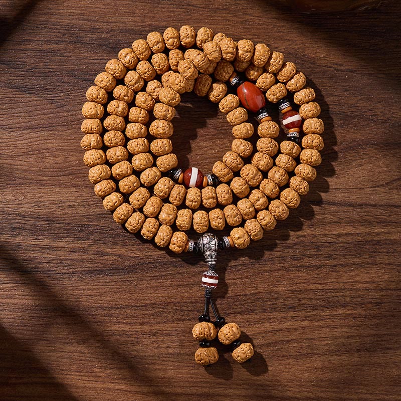 Fortune Jewel Tibetan 108 Beads Bodhi Seed Three-eyed Dzi Bead Auspiciousness Mala - Fortune Jewel