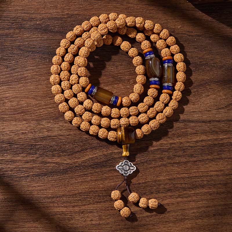 Fortune Jewel Tibetan 108 Beads Bodhi Seed Three-eyed Dzi Bead Auspiciousness Mala - Fortune Jewel