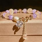 Fortune Jewel Four Leaf Clover Amethyst Citrine Green Strawberry Quartz Rutilated Quartz Balance Bracelet - Fortune Jewel